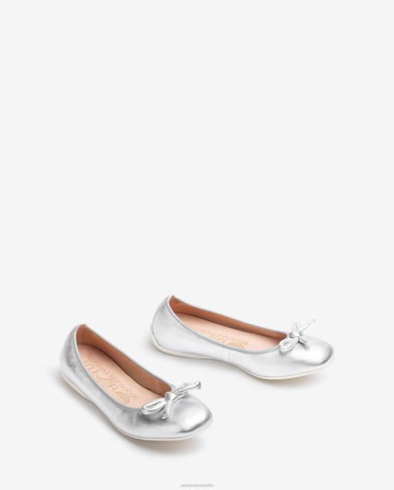 Unisa kvinnor silver ballerina med metallisk effekt med rosett 06DT645