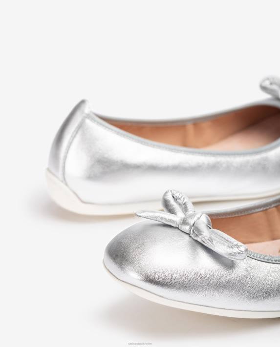 Unisa kvinnor silver ballerina med metallisk effekt med rosett 06DT645