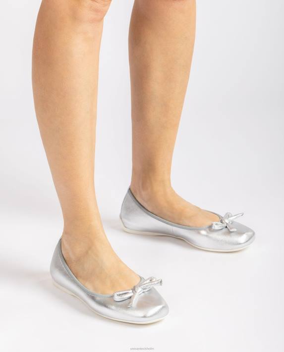 Unisa kvinnor silver ballerina med metallisk effekt med rosett 06DT645