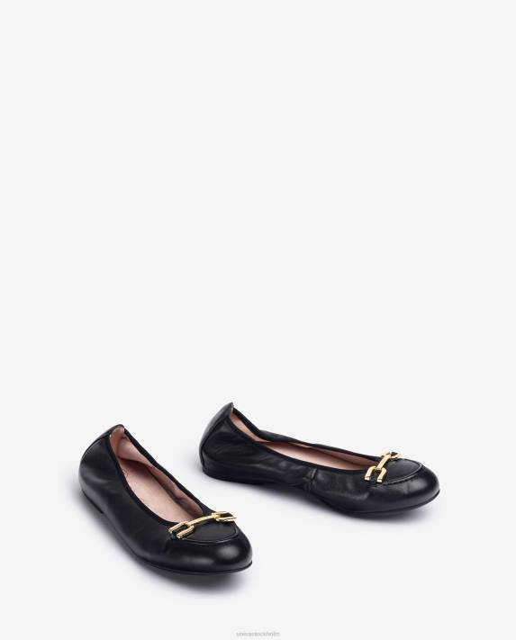 Unisa kvinnor svart ballerinasko med klädsel 06DT1266