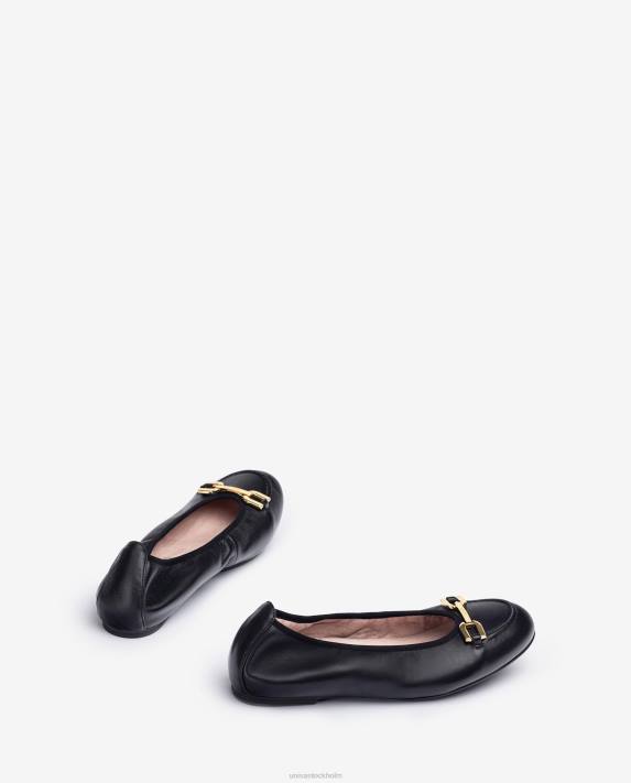 Unisa kvinnor svart ballerinasko med klädsel 06DT1266