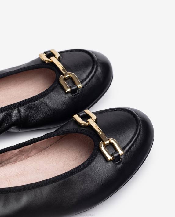 Unisa kvinnor svart ballerinasko med klädsel 06DT1266