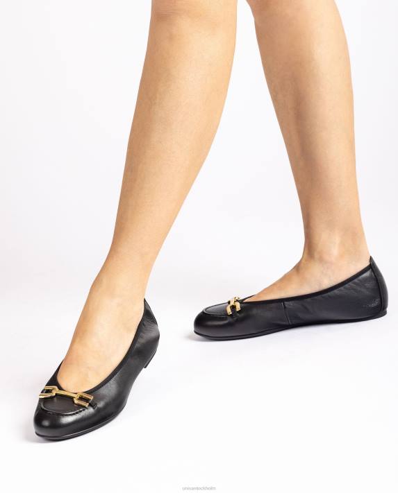 Unisa kvinnor svart ballerinasko med klädsel 06DT1266