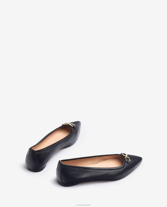 Unisa kvinnor svart ballerinasko med spetsig tå 06DT639
