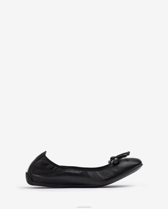 Unisa kvinnor svart läderballerina med rosett 06DT643