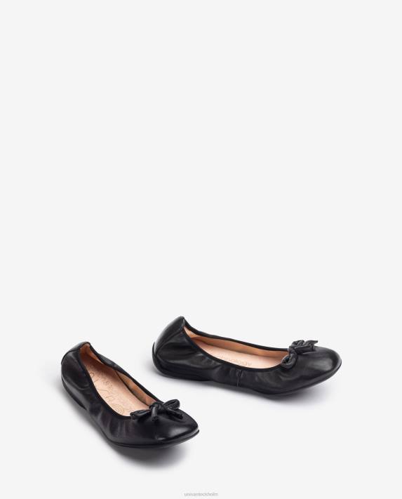 Unisa kvinnor svart läderballerina med rosett 06DT643