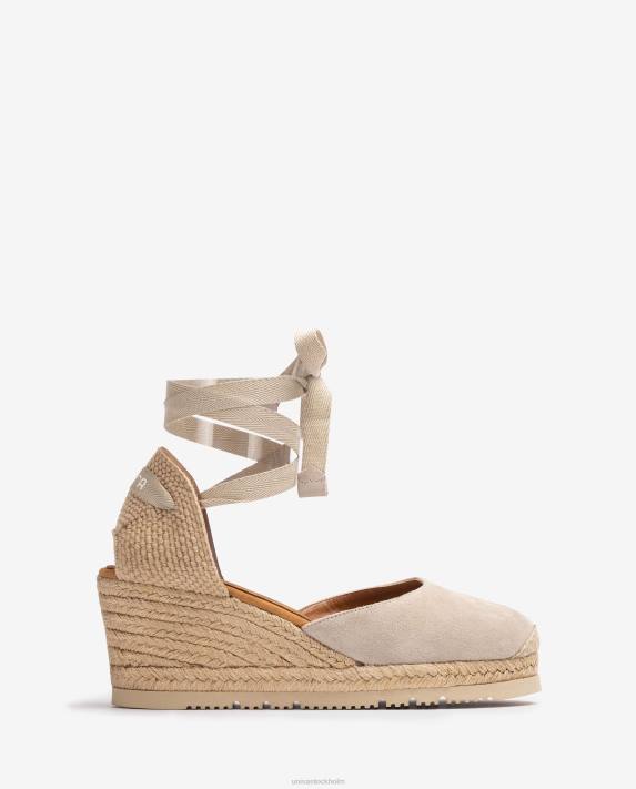 Unisa kvinnor beige d'orsay ankelrem espadrille med snörning 06DT705
