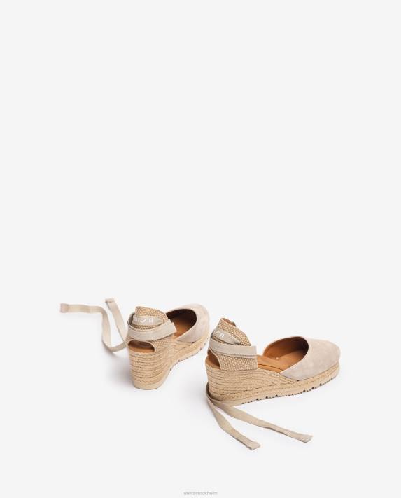 Unisa kvinnor beige d\'orsay ankelrem espadrille med snörning 06DT705