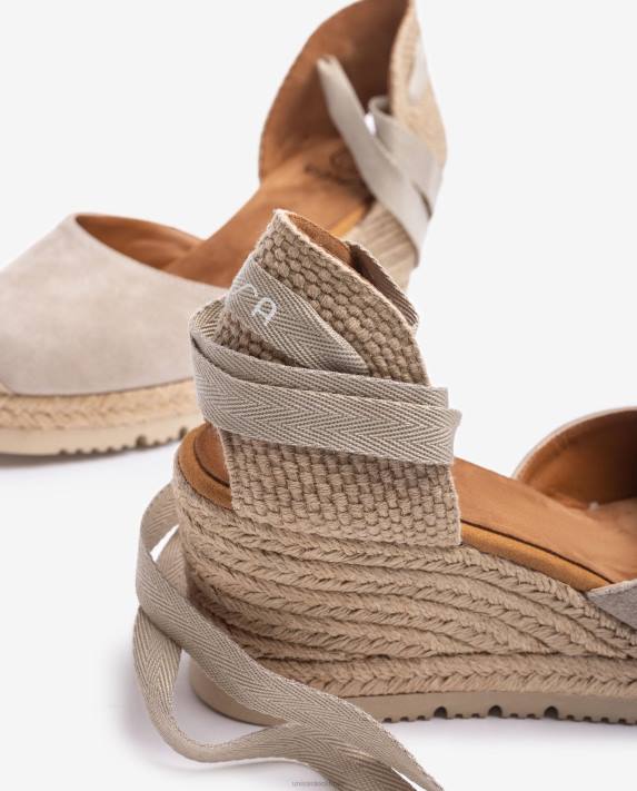 Unisa kvinnor beige d\'orsay ankelrem espadrille med snörning 06DT705