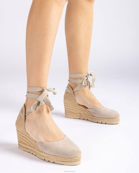 Unisa kvinnor beige d\'orsay ankelrem espadrille med snörning 06DT705