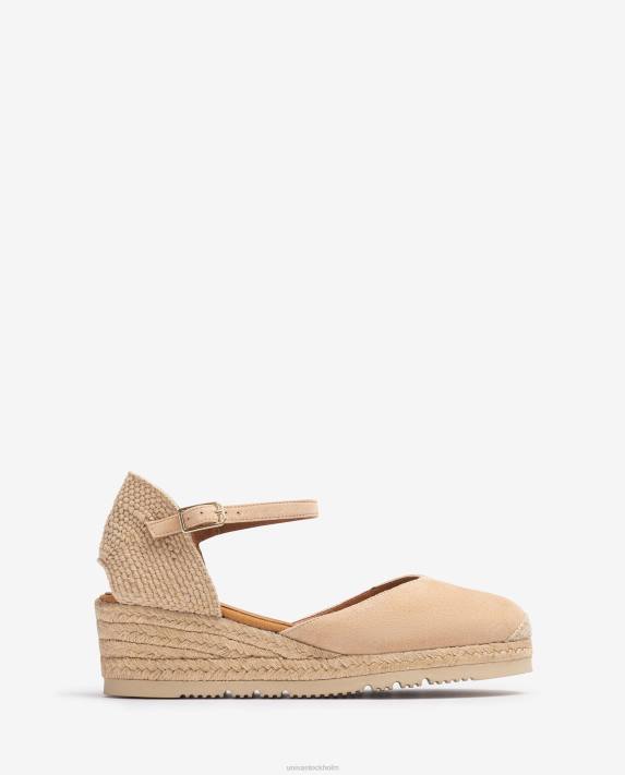 Unisa kvinnor beige d'orsay fotledsrem espadrille i mocka 06DT759