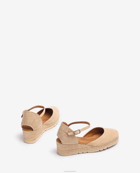 Unisa kvinnor beige d\'orsay fotledsrem espadrille i mocka 06DT759