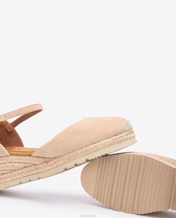 Unisa kvinnor beige d\'orsay fotledsrem espadrille i mocka 06DT759