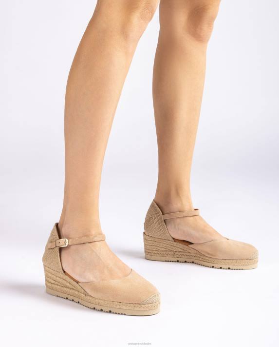 Unisa kvinnor beige d\'orsay fotledsrem espadrille i mocka 06DT759
