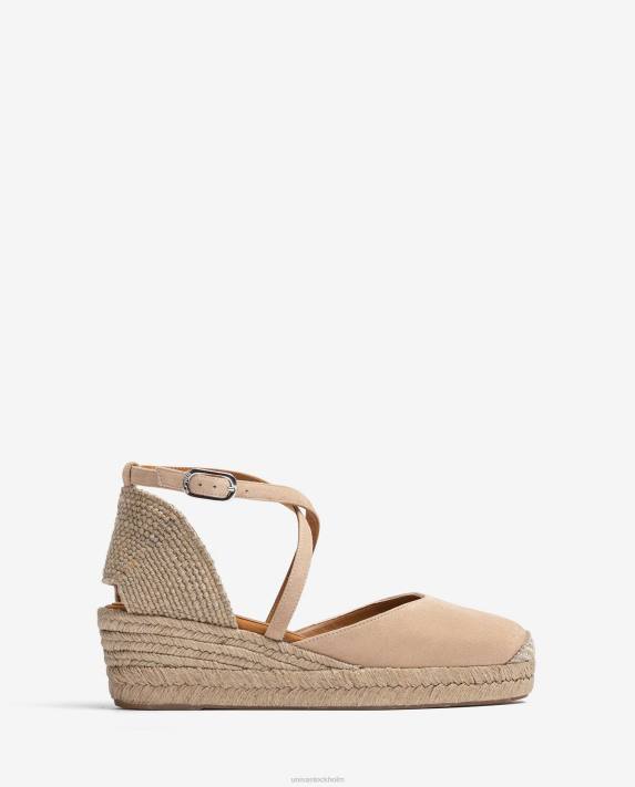 Unisa kvinnor beige espadrill i mocka med spänne 06DT488