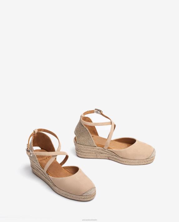 Unisa kvinnor beige espadrill i mocka med spänne 06DT488