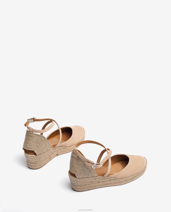 Unisa kvinnor beige espadrill i mocka med spänne 06DT488