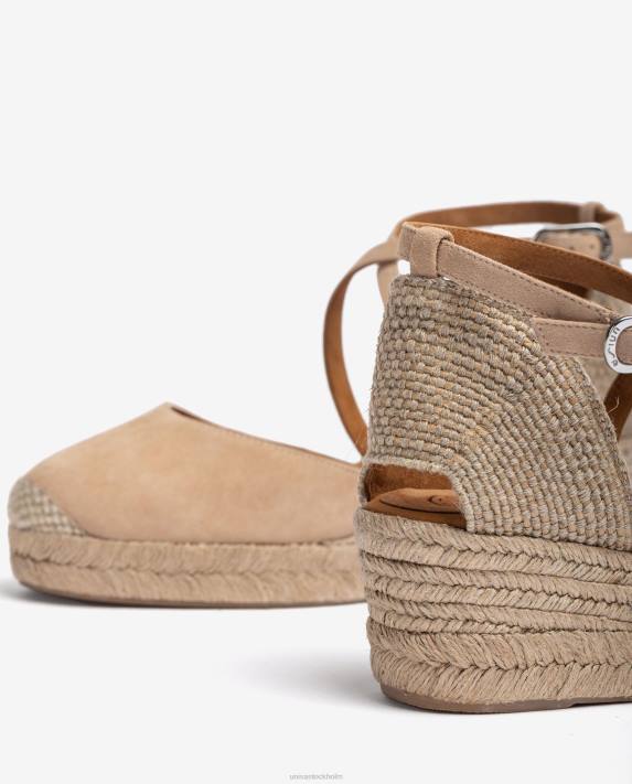 Unisa kvinnor beige espadrill i mocka med spänne 06DT488