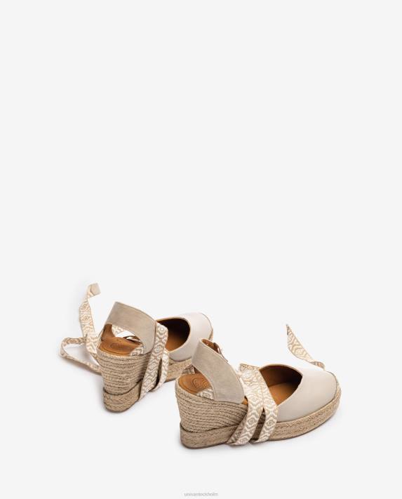Unisa kvinnor beige espadrille i läder med knytband 06DT784