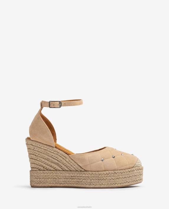 Unisa kvinnor beige espadrille i mocka med quiltad effekt 06DT754