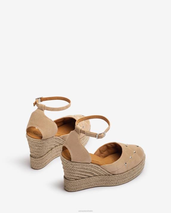 Unisa kvinnor beige espadrille i mocka med quiltad effekt 06DT754