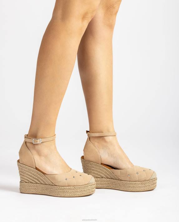 Unisa kvinnor beige espadrille i mocka med quiltad effekt 06DT754