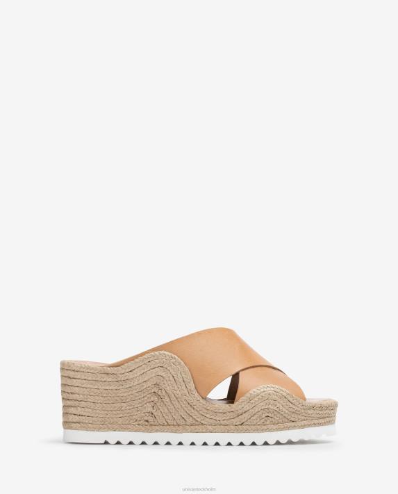Unisa kvinnor beige espadrille med breda korsband 06DT697