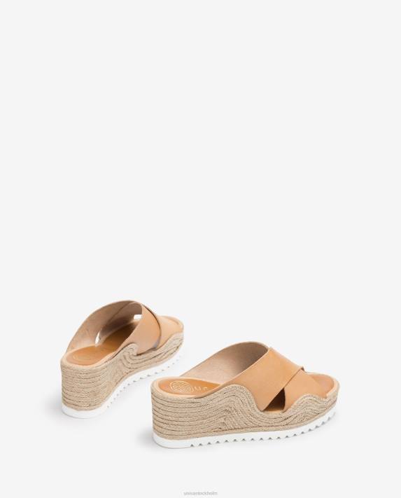Unisa kvinnor beige espadrille med breda korsband 06DT697