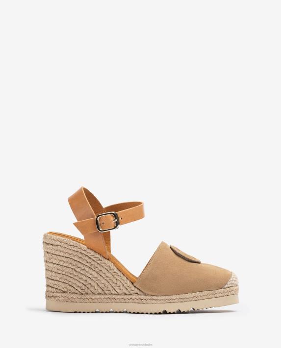 Unisa kvinnor beige espadrille med matchande monogram 06DT767