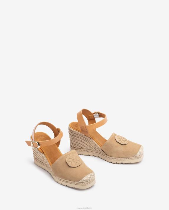 Unisa kvinnor beige espadrille med matchande monogram 06DT767