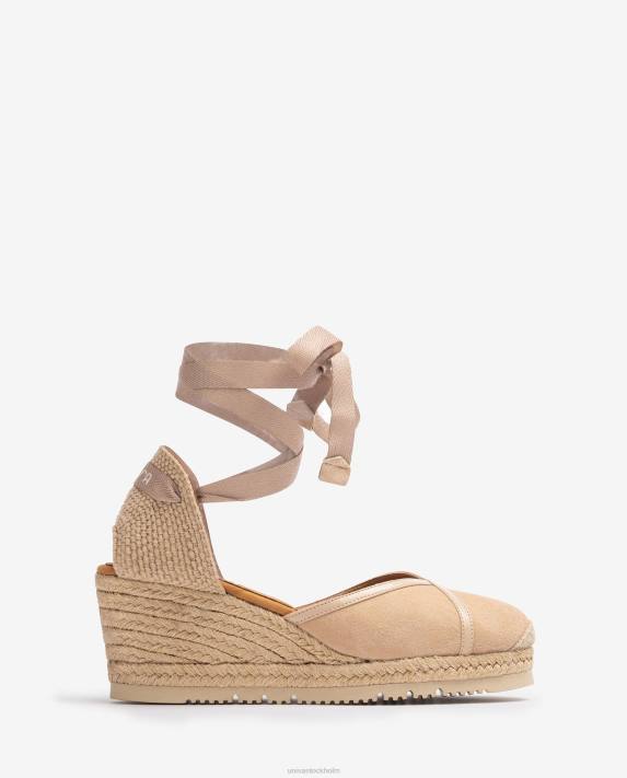 Unisa kvinnor beige kontrasterande d'orsay ankelrem espadrille 06DT707