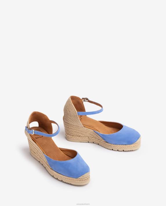 Unisa kvinnor blå d\'orsay fotledsrem espadrille i mocka 06DT709