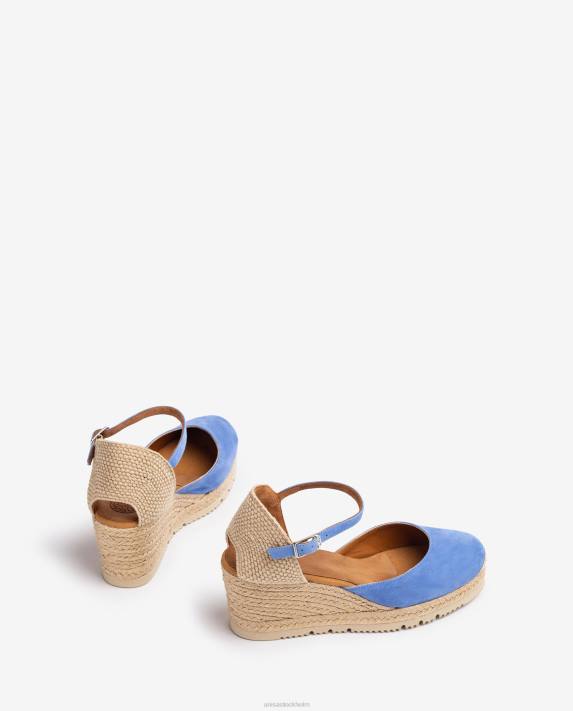 Unisa kvinnor blå d\'orsay fotledsrem espadrille i mocka 06DT709