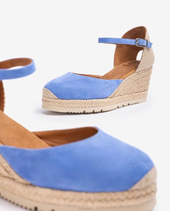 Unisa kvinnor blå d\'orsay fotledsrem espadrille i mocka 06DT709