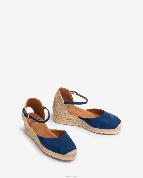 Unisa kvinnor blå d\'orsay fotledsrem espadrille i mocka 06DT760