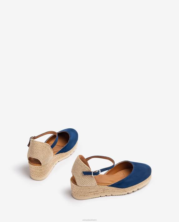 Unisa kvinnor blå d\'orsay fotledsrem espadrille i mocka 06DT760