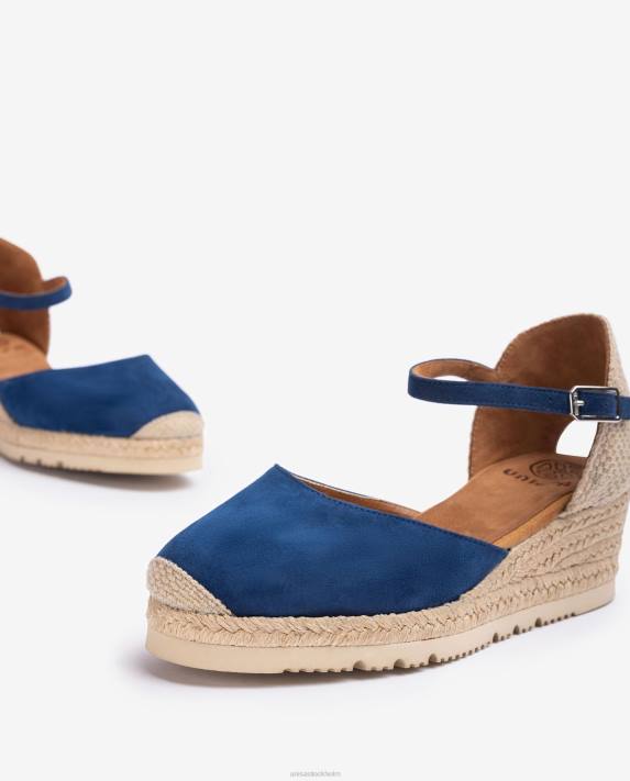 Unisa kvinnor blå d\'orsay fotledsrem espadrille i mocka 06DT760