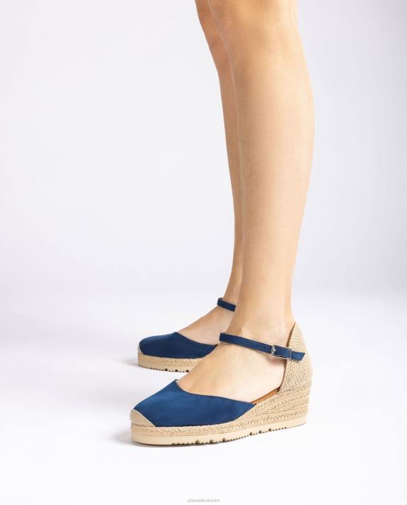 Unisa kvinnor blå d\'orsay fotledsrem espadrille i mocka 06DT760