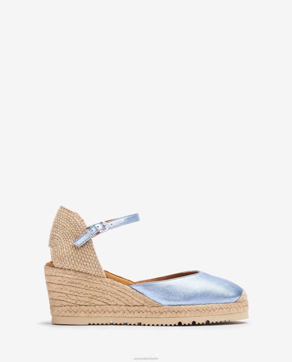 Unisa kvinnor blå espadrille med metallic effekt d'orsay ankelrem 06DT714