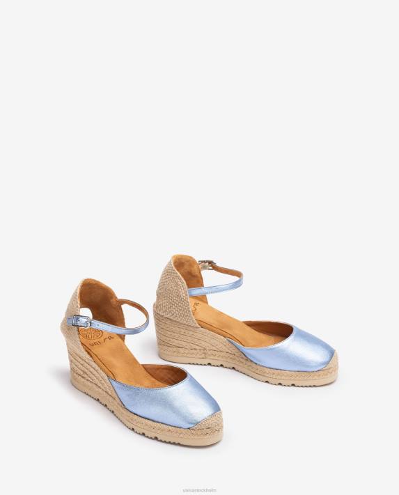 Unisa kvinnor blå espadrille med metallic effekt d\'orsay ankelrem 06DT714