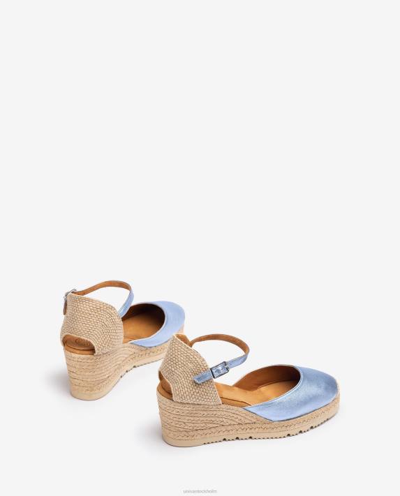 Unisa kvinnor blå espadrille med metallic effekt d\'orsay ankelrem 06DT714