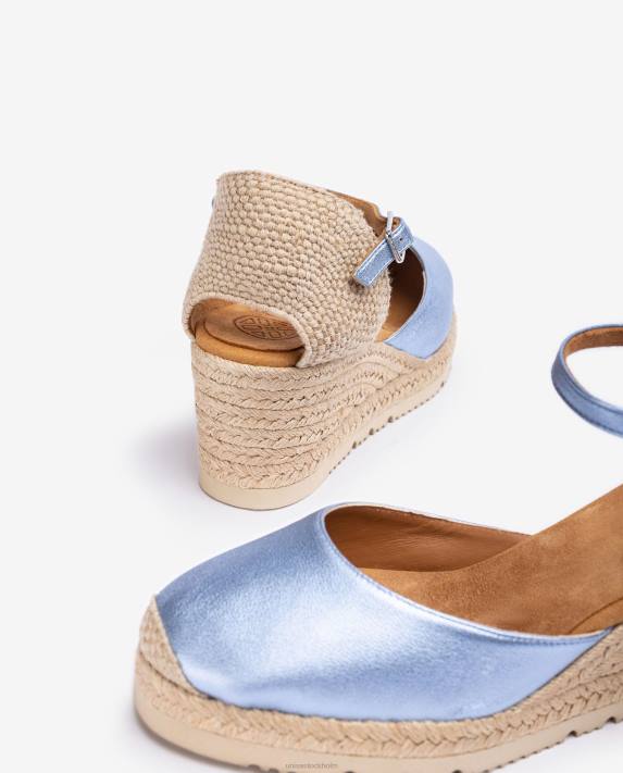 Unisa kvinnor blå espadrille med metallic effekt d\'orsay ankelrem 06DT714