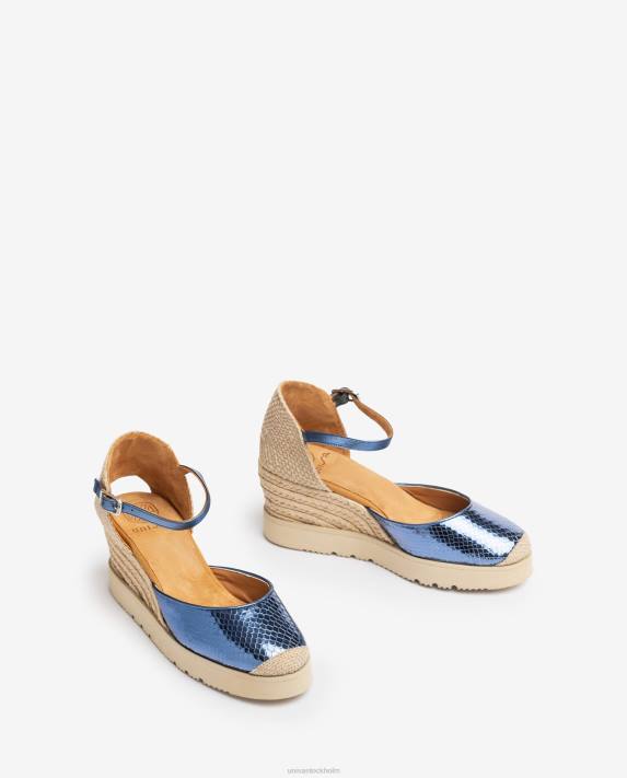 Unisa kvinnor blå espadrille med metallic effekt d\'orsay ankelrem 06DT715