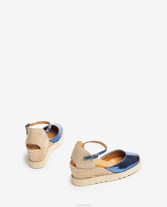 Unisa kvinnor blå espadrille med metallic effekt d\'orsay ankelrem 06DT715