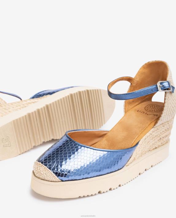 Unisa kvinnor blå espadrille med metallic effekt d\'orsay ankelrem 06DT715