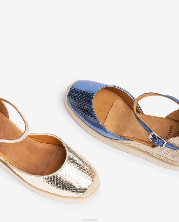 Unisa kvinnor blå espadrille med metallic effekt d\'orsay ankelrem 06DT715