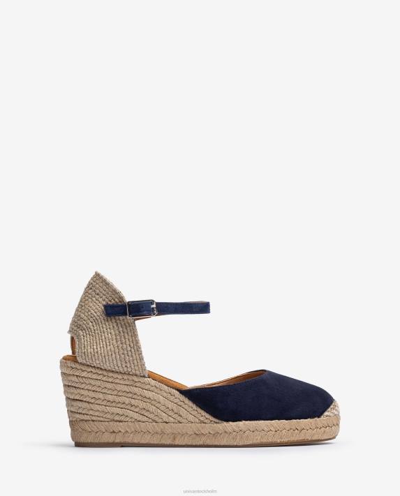 Unisa kvinnor blå espadrille vamp-klack i mocka 06DT475