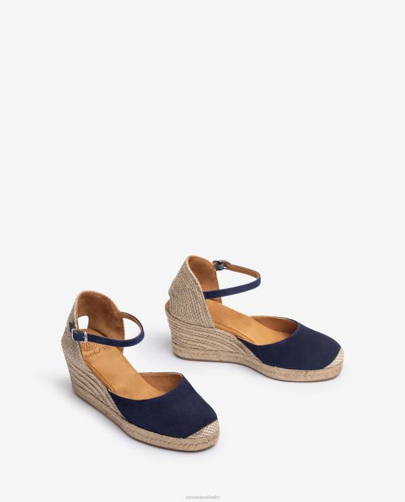 Unisa kvinnor blå espadrille vamp-klack i mocka 06DT475