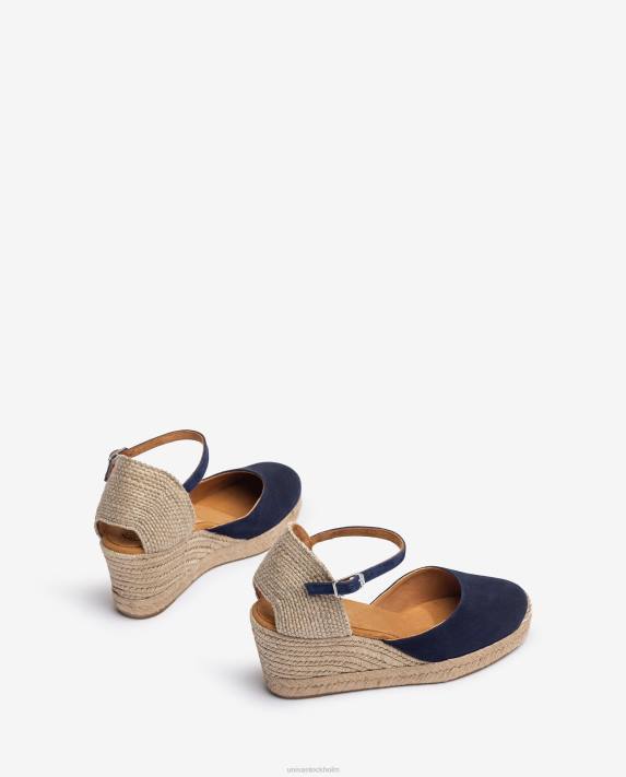 Unisa kvinnor blå espadrille vamp-klack i mocka 06DT475