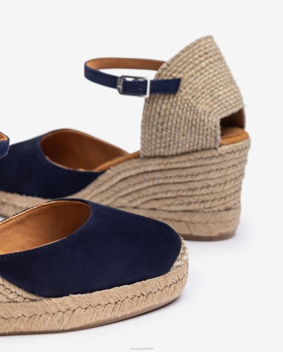 Unisa kvinnor blå espadrille vamp-klack i mocka 06DT475